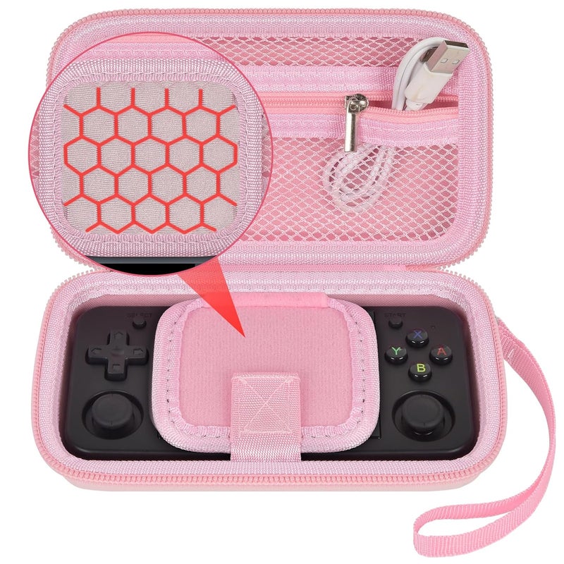 GWCASE حافظة متوافقة مع وحدة التحكم في الألعاب الرجعية RG35XX H، منظم تخزين للاعب محاكي الألعاب المحمولة لأنبرنيك لأجهزة RG35XX H/ RG28XX ريترويد بوكيت، بطاقة TF وكابل (صندوق فقط) (وردي) - Image 5